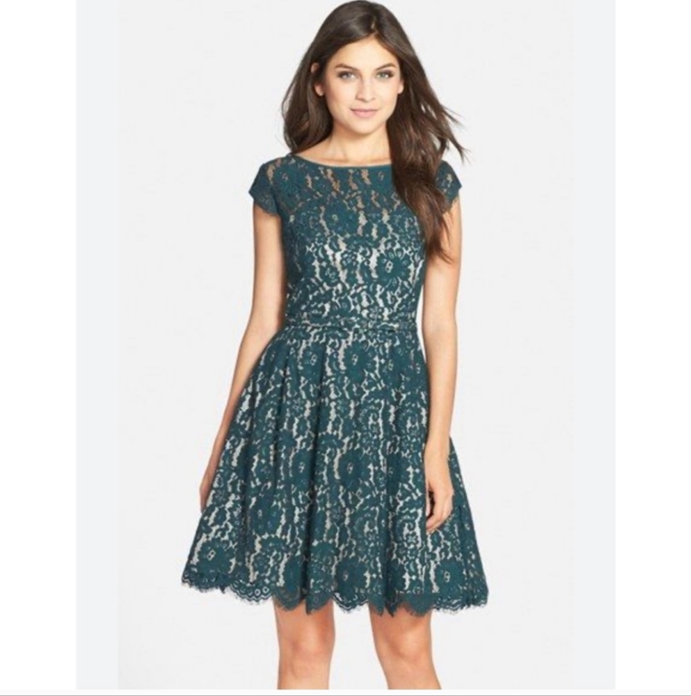 Elegant Teal Lace Dress